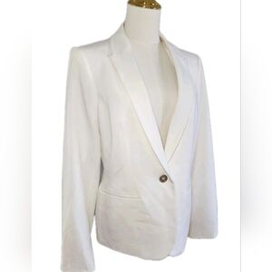 Tommy Hilfiger Womens Blazer Casual Business Jacket Single-Button White Size 12
